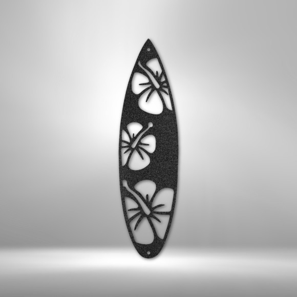 Surf Board Flowers Steel Sign Laser Cut Powder Coated Home & Office Metal Wall D